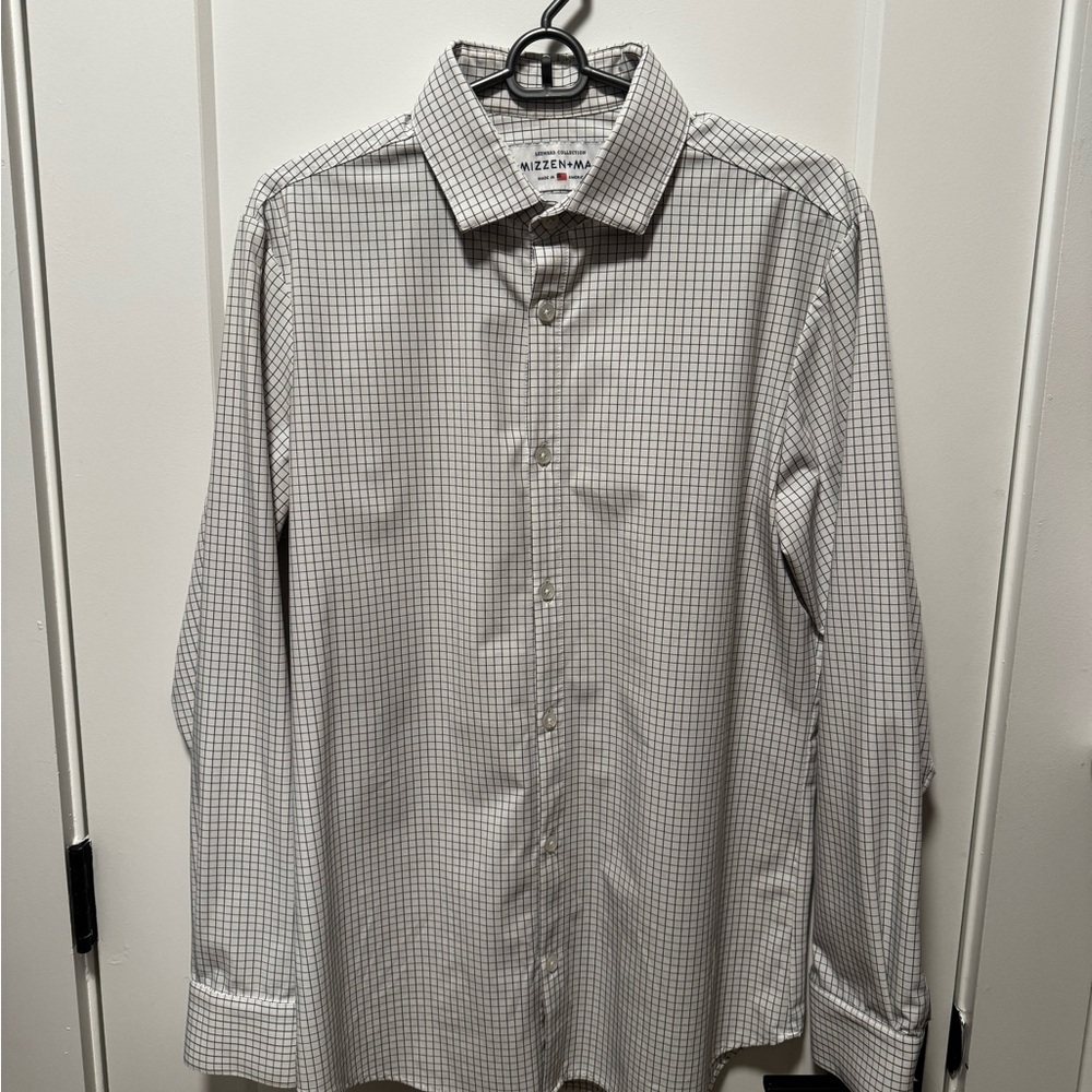 Mizzen+Main Gray Checkered Dress Shirt